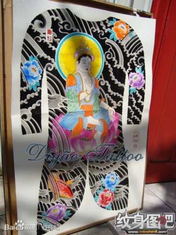 日式大板雾满背纹身手稿