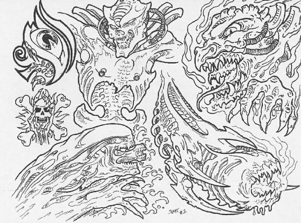 Black and Grey tattoo 黑色灰色系列纹身手稿（二）