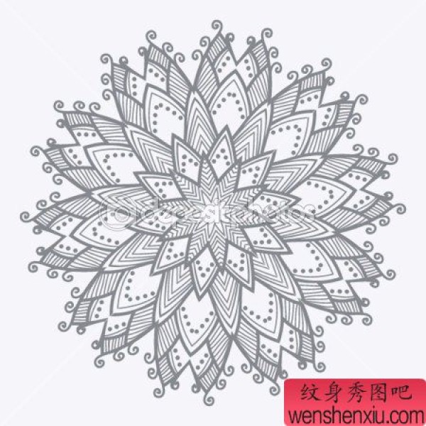 一张时尚时尚的图腾花卉纹身图案