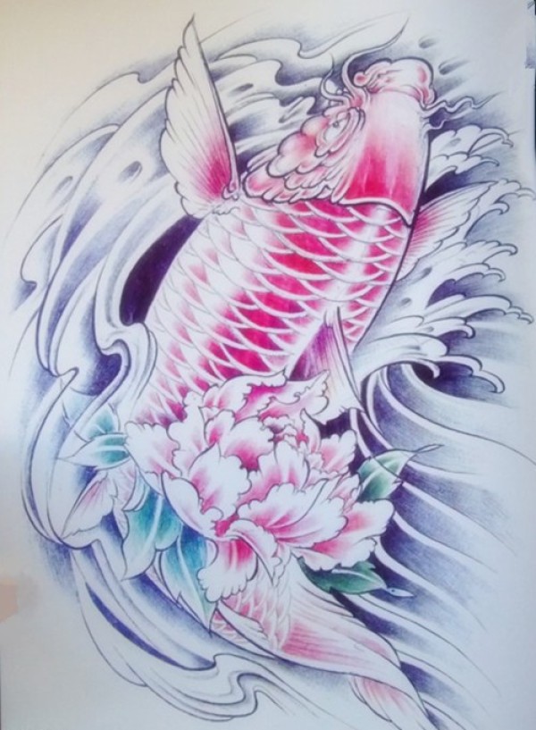 经典鲤鱼纹身手稿分享