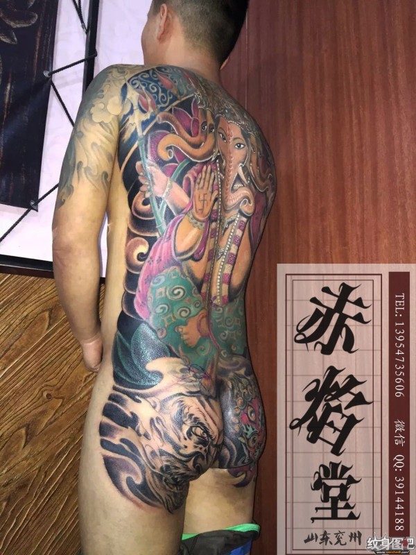 象神纹身 大臂纹身 满背纹身