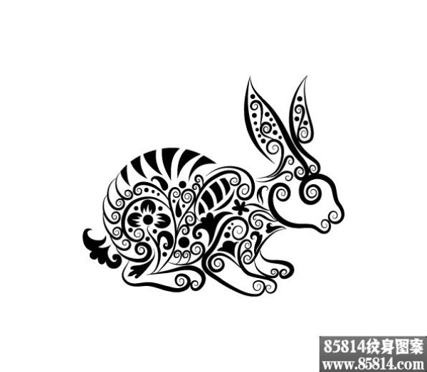 黑白兔子刺青手稿