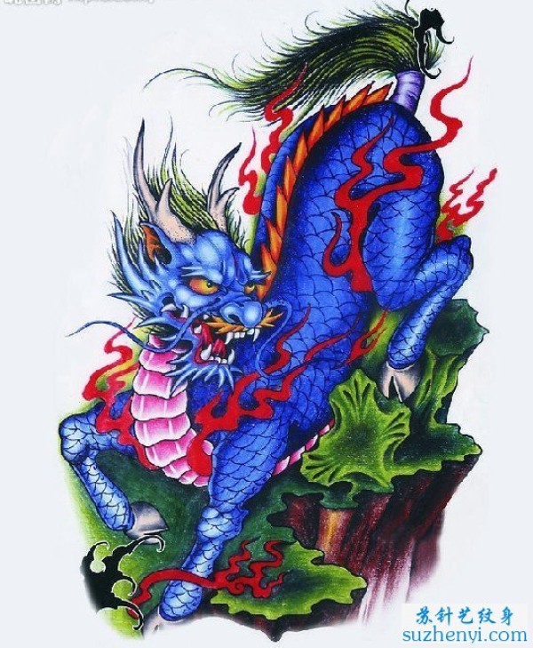 蓝色麒麟纹身手稿0OL2.jp