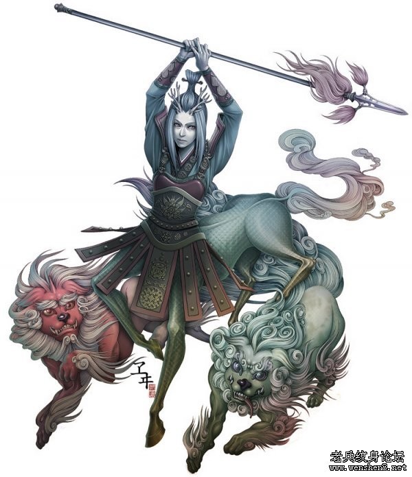 两只麒麟纹身手稿wS6.jpg