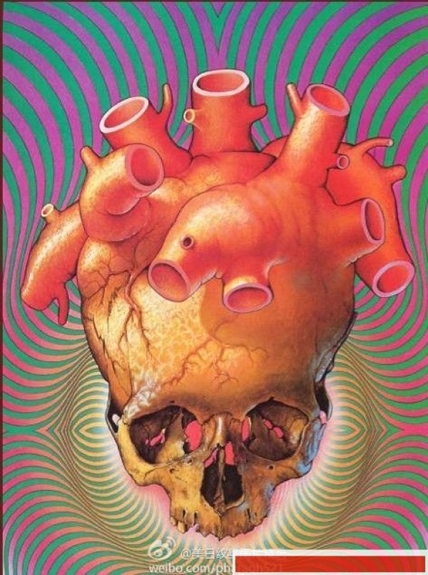 这幅手稿把骷髅做成了心脏的风格