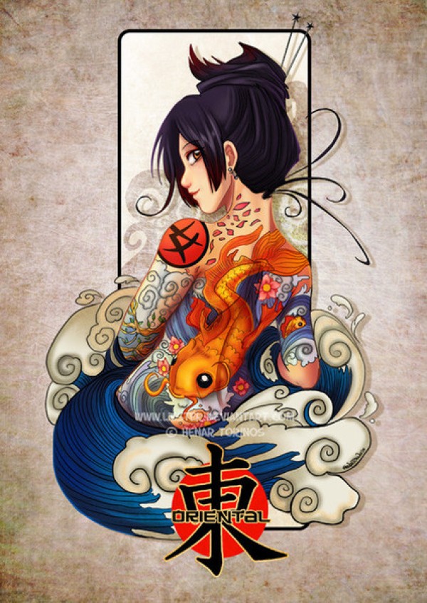 迷人海之女纹身手稿