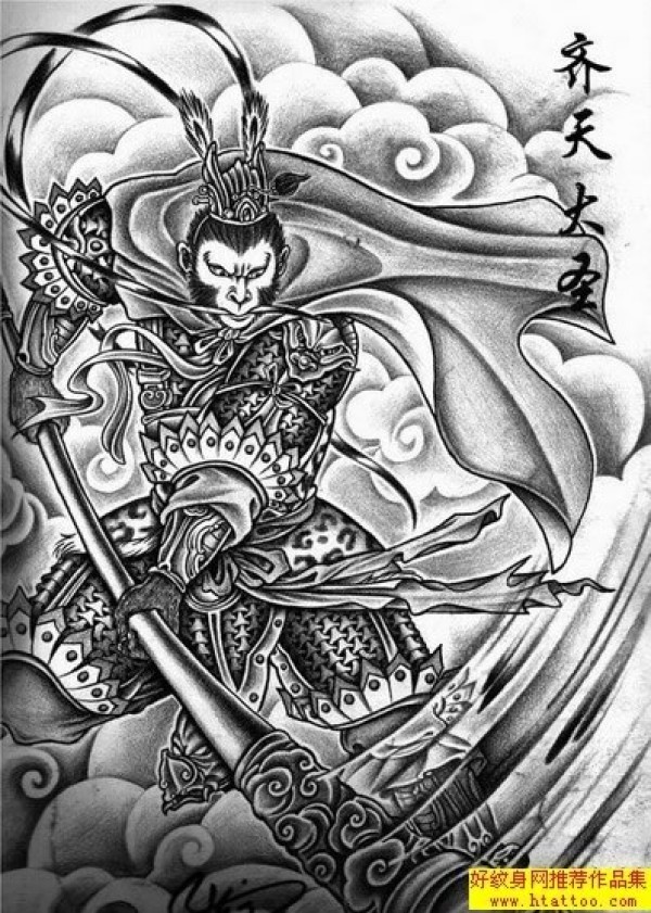 齐天大圣孙悟空纹身手稿作品
