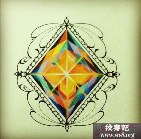 炫彩魔镜复古刺青手稿图案