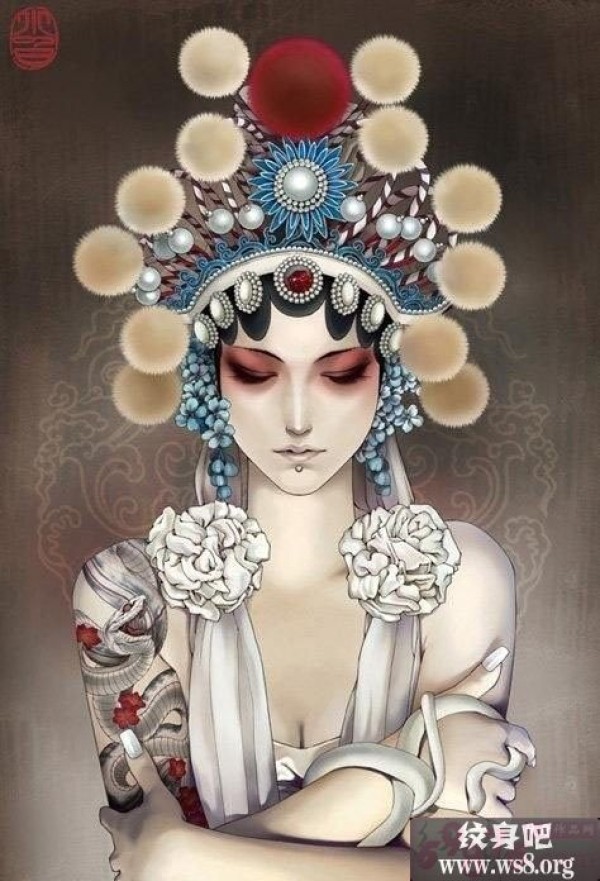 花旦时尚刺青手稿图案