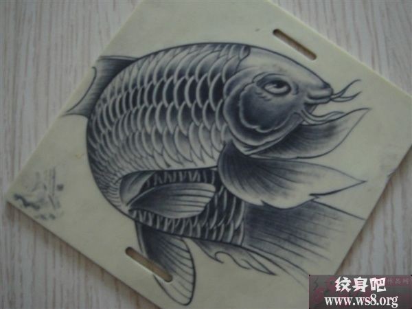 霸气鲤鱼刺青手稿图案