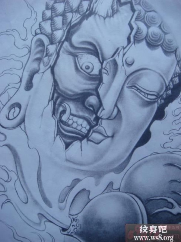 鬼佛刺青手稿图案