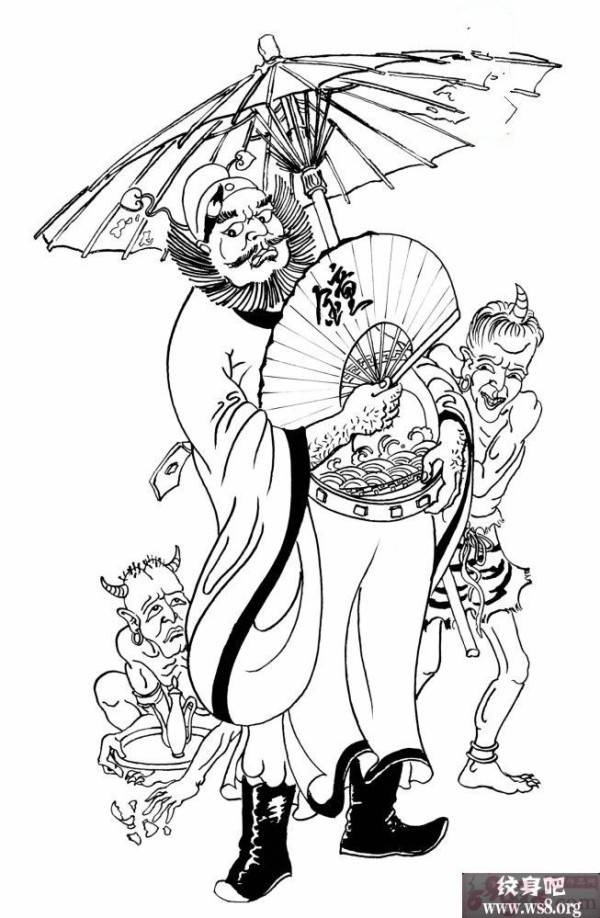 钟馗刺青手稿图案
