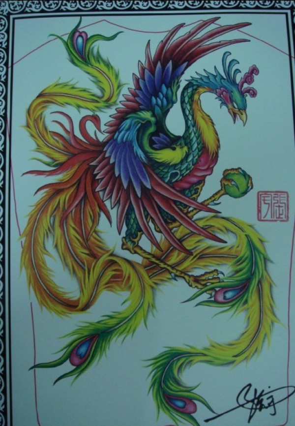 凤凰纹身手稿