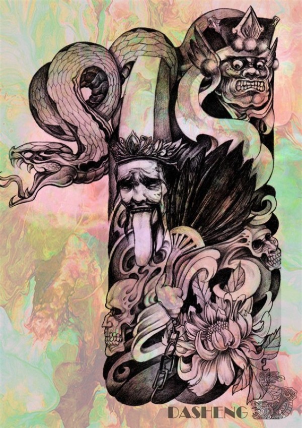 半甲纹身手稿