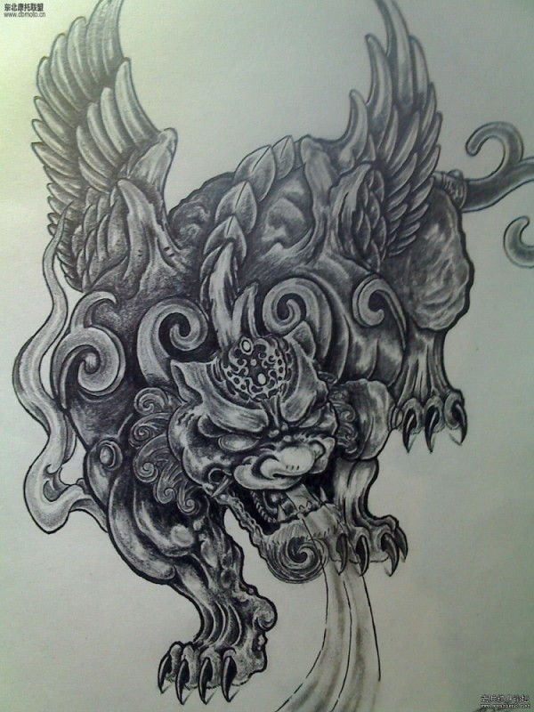 麒麟纹身手稿