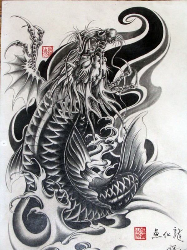 鳌鱼纹身手稿