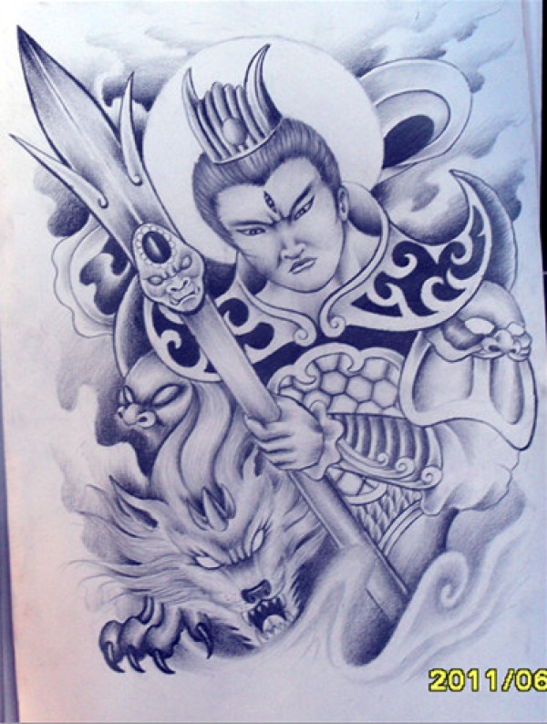 二郎神纹身手稿