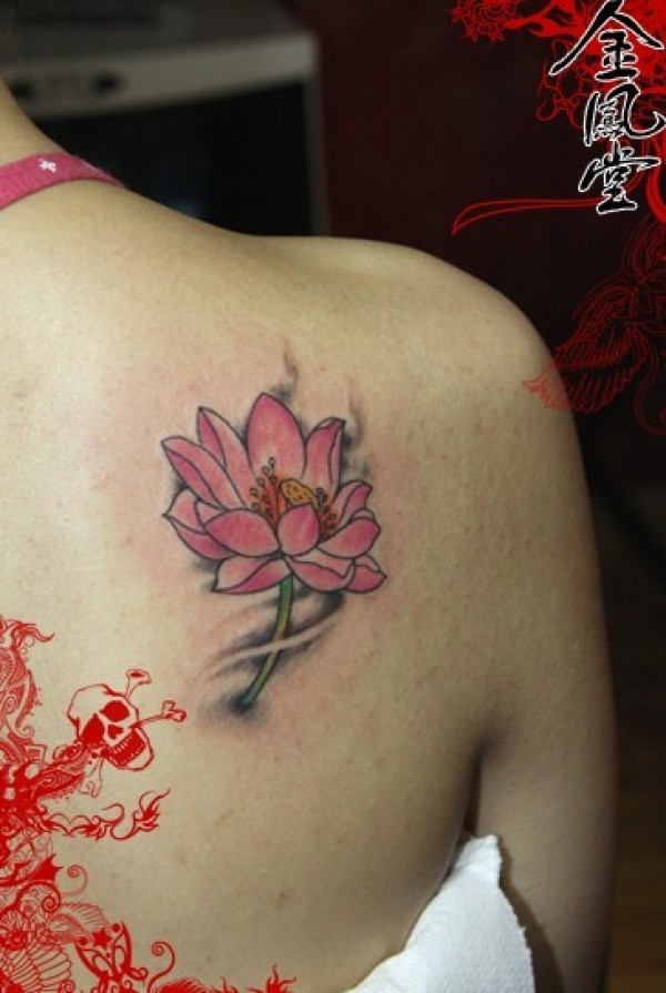 荷花纹身图案