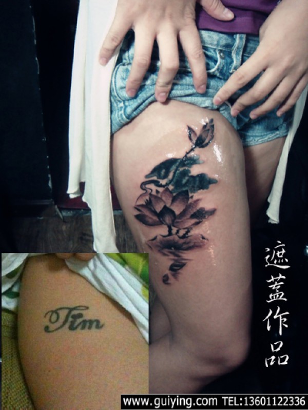 荷花纹身图案