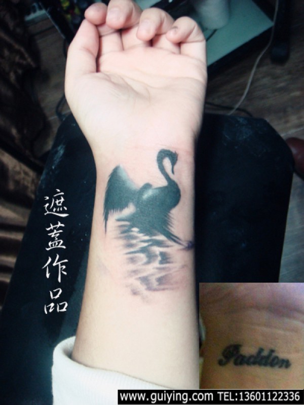 天鹅纹身图案
