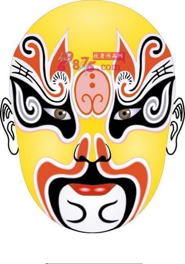 中国传统京剧脸谱纹身手稿