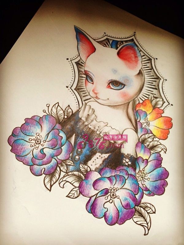 猫女王纹身手稿