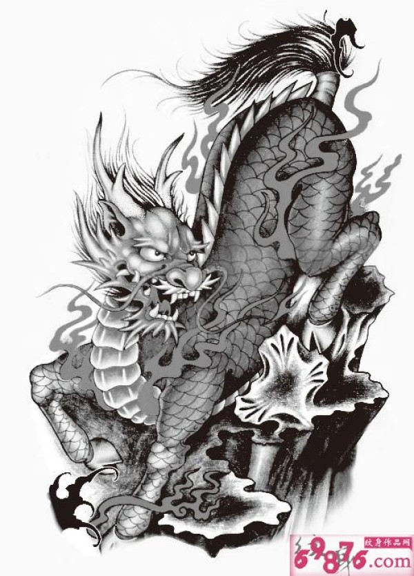 麒麟黑白纹身手稿