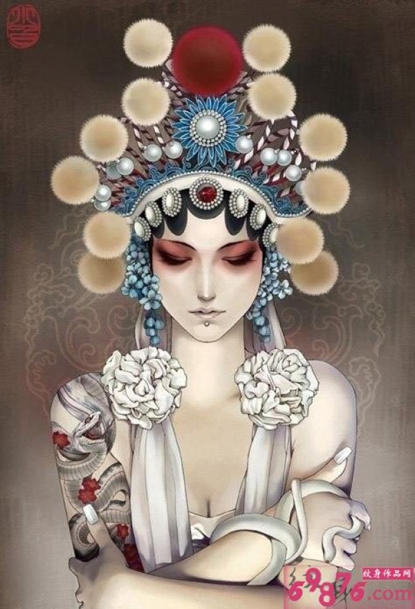 花旦时尚纹身手稿