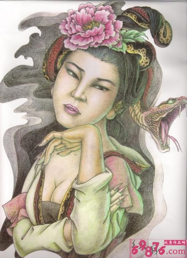 古代美女纹身手稿