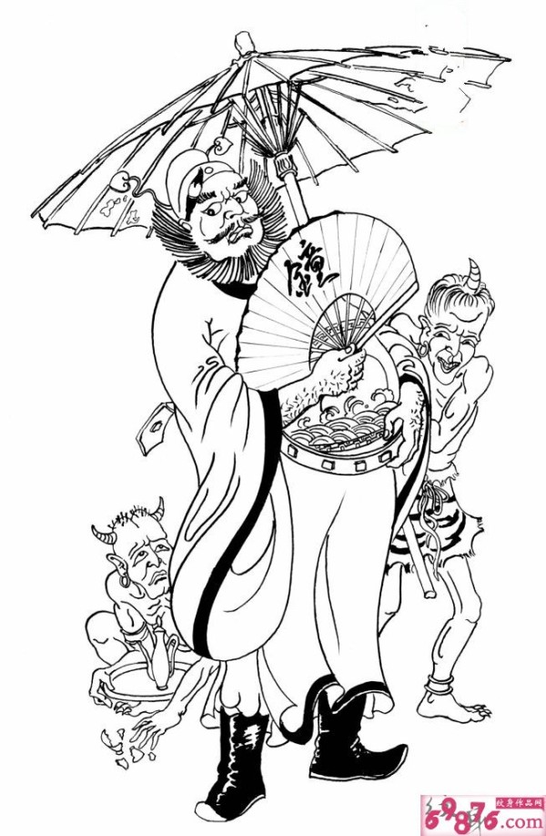 钟馗纹身手稿