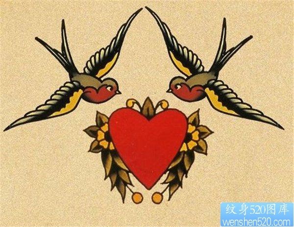 燕子纹身手稿图案