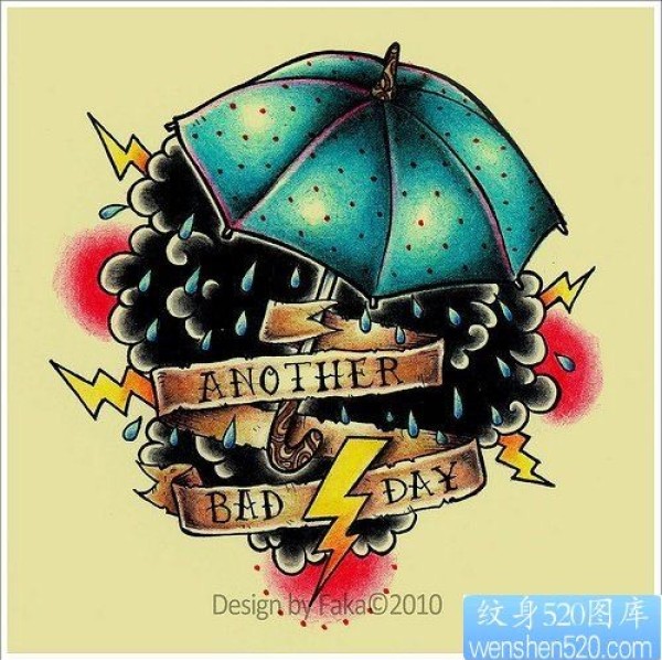 个性的雷阵雨纹身手稿图案