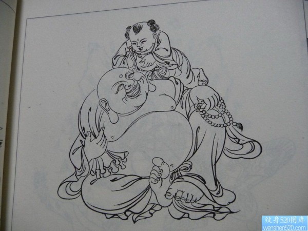 弥勒佛纹身手稿图案