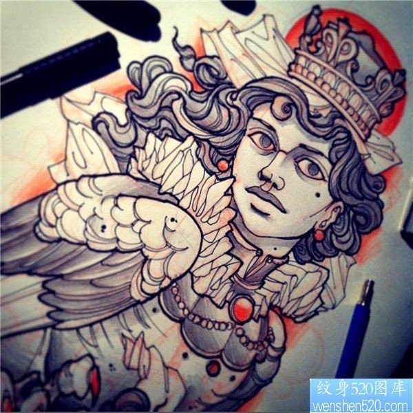 一款个性人物手稿图案