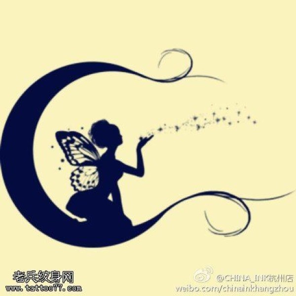天使精灵纹身手稿图案