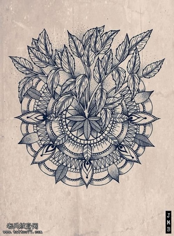 一款樊花纹身手稿图案