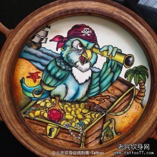 卡通猫头鹰纹身手稿图案