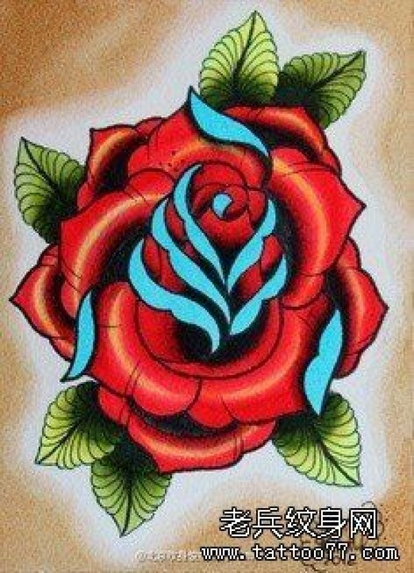 一组玫瑰花纹身手稿图案