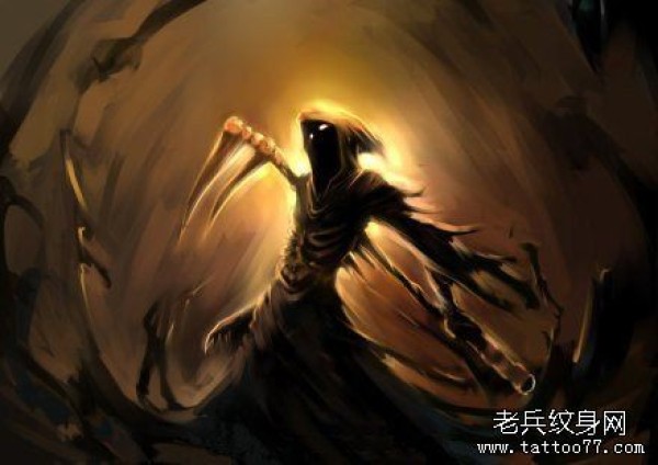 纹身520图库提供一组霸气的死神纹身手稿图案
