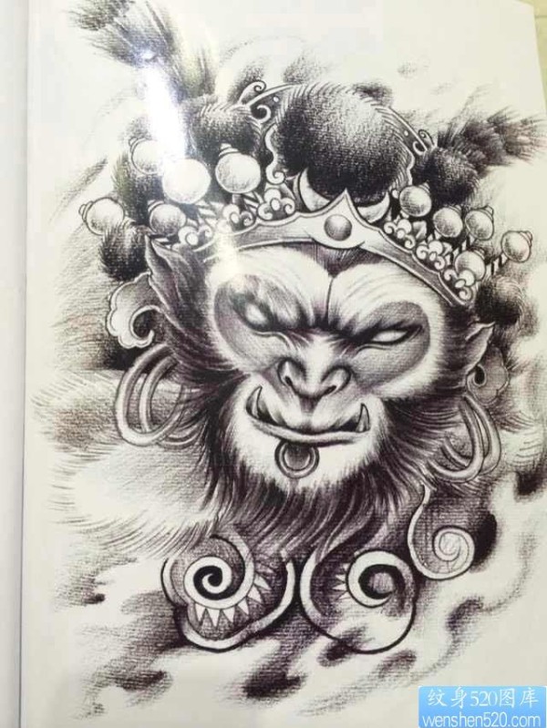 孙悟空纹身手稿图案