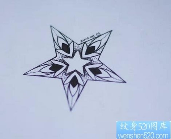 五角星纹身手稿图案