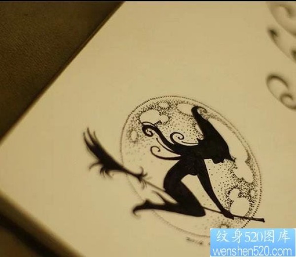 女巫纹身手稿图案