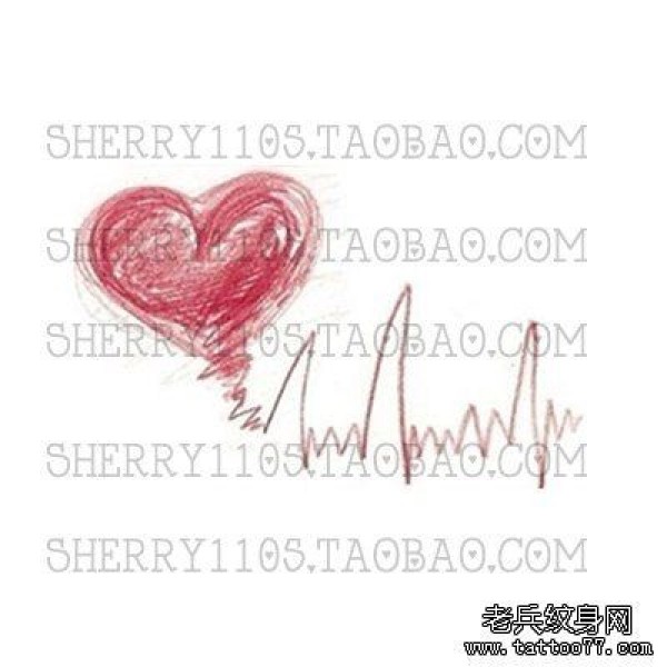 一组心电图纹身手稿图案