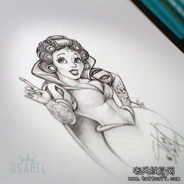 白雪公主纹身手稿图案