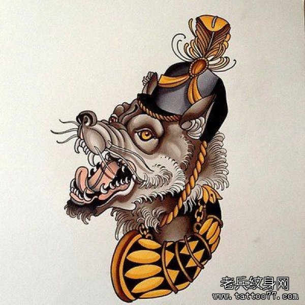 一组个性的school风格纹身手稿图案