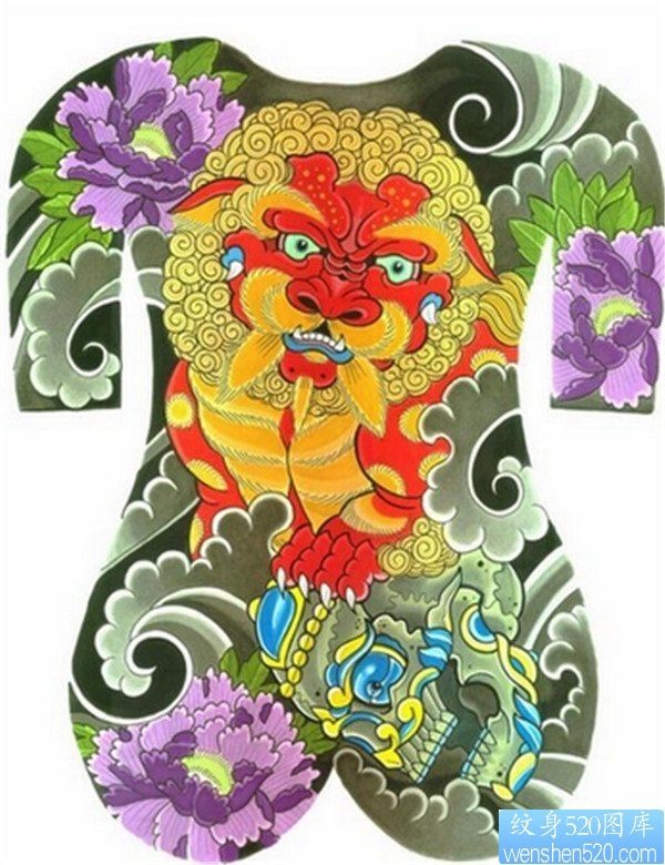 一幅满背纹身手稿图案