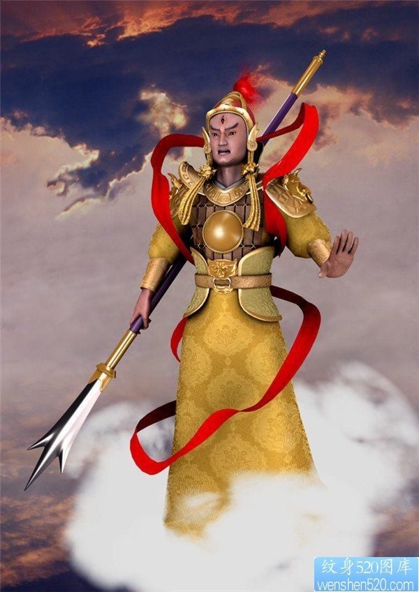 一幅人物二郎神纹身图案