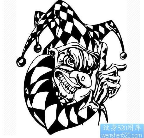 一幅小丑纹身手稿图案