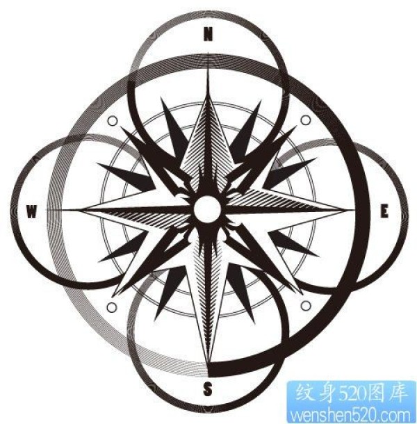 指南针纹身手稿作品