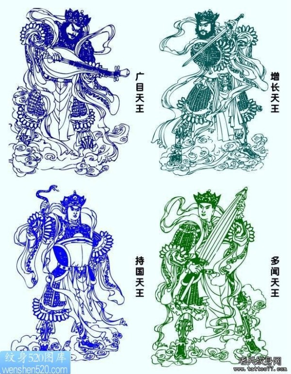 天王纹身手稿作品